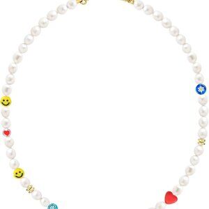 Pearl Necklace Unisex 20 Inch Natural Jewelry Gift Smiley Face Accessory